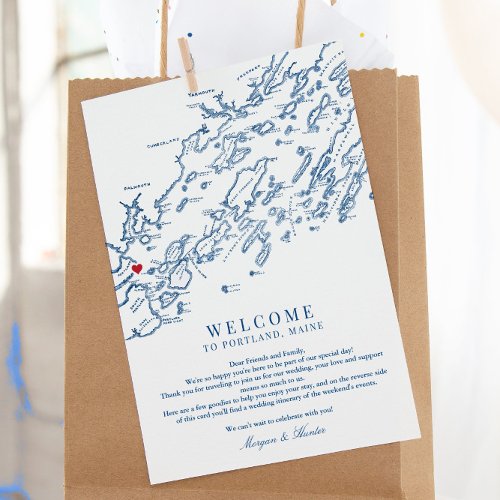 Portland Maine Wedding Welcome Itinerary Thank You Card