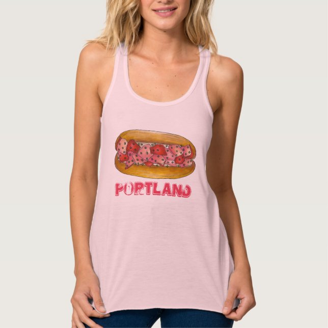Portland ME Maine Lobster Roll Sandwich Seafood Tank Top (Front)
