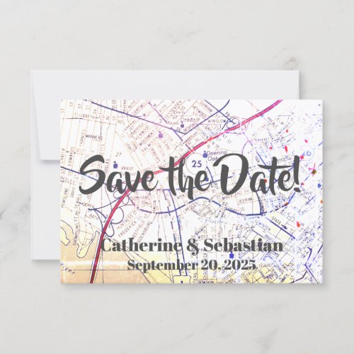 Portland ME Vintage Map Save The Date