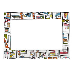 Portland-Modern Geometric Watercolor Art Magnetic Frame