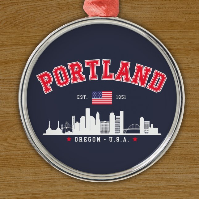 Portland Modern Skyline city Metal Ornament (Creator Uploaded)