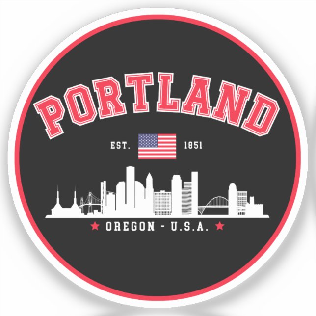 Portland Modern Skyline city Sticker (Front)