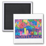 Portland Or And Mt. Hood Colorful Abstract Drawing Magnet at Zazzle