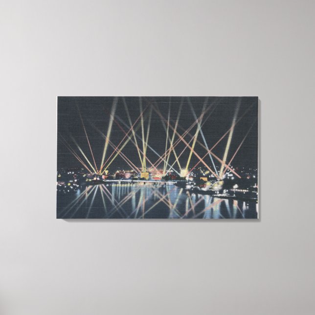 Portland, OR - Battleship Illumination Canvas Print (Front)