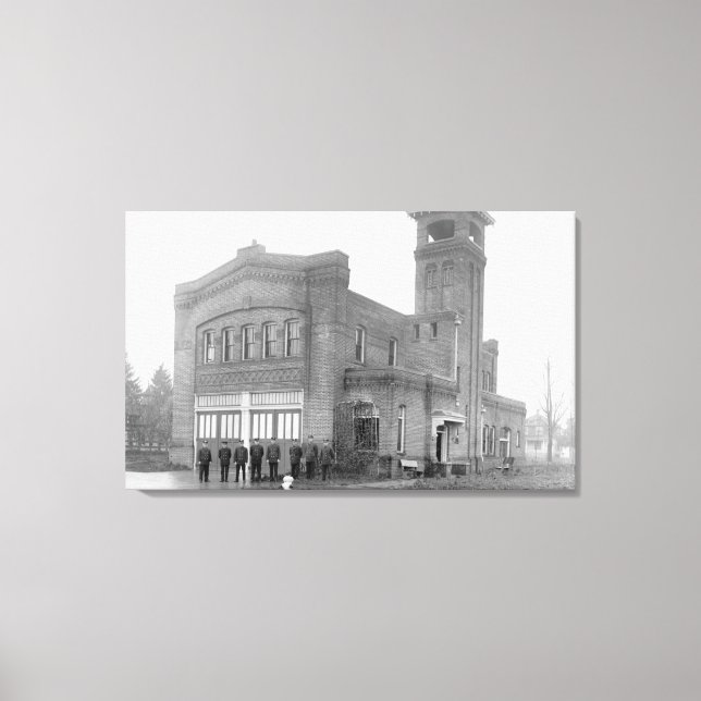 Portland, OR Fire Station View and Tower Canvas Print (Front)