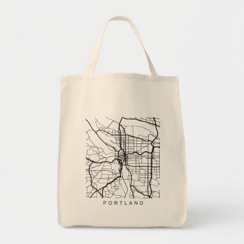 Portland OR Minimalist City Street Map Dark Design Tote Bag