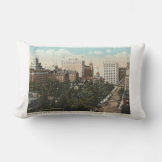 Portland OR, Panorama Downtown 1920s Vintage Style Lumbar Pillow