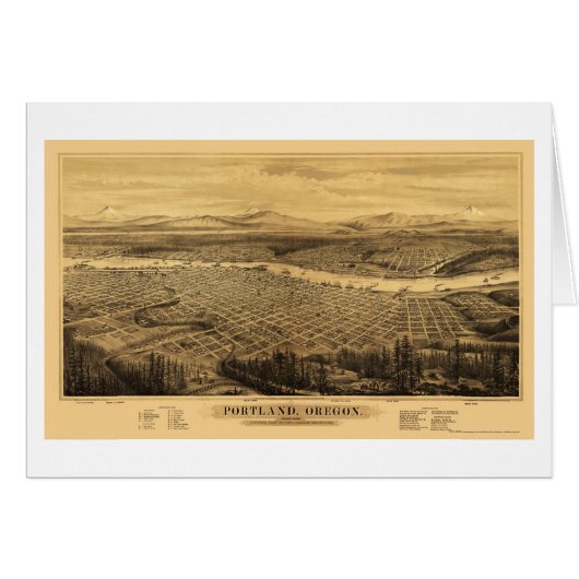Portland, OR Panoramic Map - 1879 Cards (Front Horizontal)