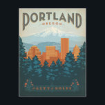 Portland, OR Postcard<br><div class="desc">Anderson Design Group is an award-winning illustration and design firm in Nashville, Tennessee. Founder Joel Anderson directs a team of talented artists to create original poster art that looks like classic vintage advertising prints from the 1920s to the 1960s.</div>