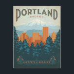 Portland, OR Postcard<br><div class="desc">Anderson Design Group is an award-winning illustration and design firm in Nashville, Tennessee. Founder Joel Anderson directs a team of talented artists to create original poster art that looks like classic vintage advertising prints from the 1920s to the 1960s.</div>
