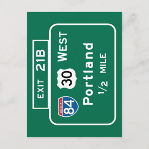 Portland, OR Road Sign Postcard