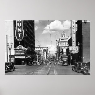 Portland, OR View of Broadway Looking North Poster