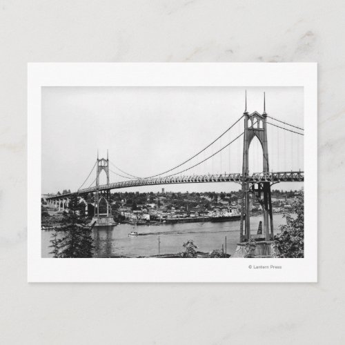 Portland OR View of St John Bridge over Postcard