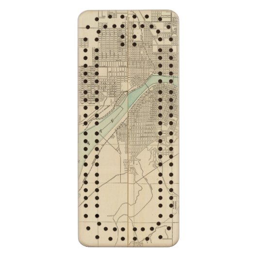 Portland, Or Wood Cribbage Board (Front Vertical)