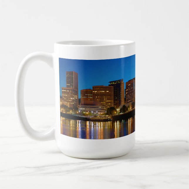 Portland Oregon at Night panorama Coffee Mug (Left)