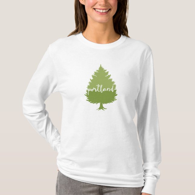 Portland, Oregon calligraphy tree T-Shirt (Front)