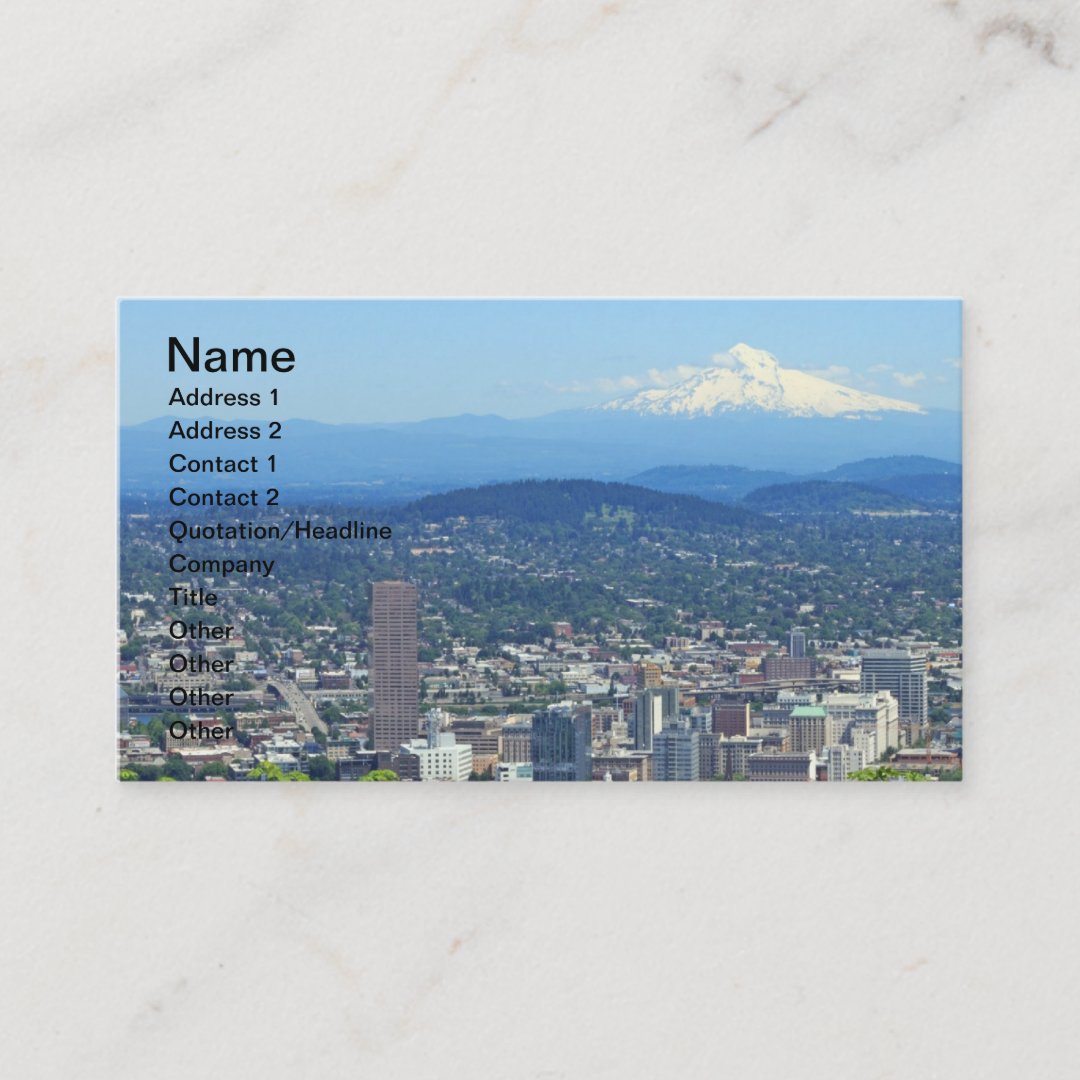 Portland, Oregon City and Mountain View Business Card Zazzle