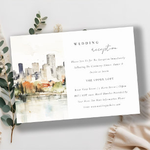 Portland Oregon City Scape Wedding Reception Enclosure Card