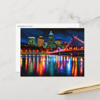Portland Oregon City Skyline Painting Postcard