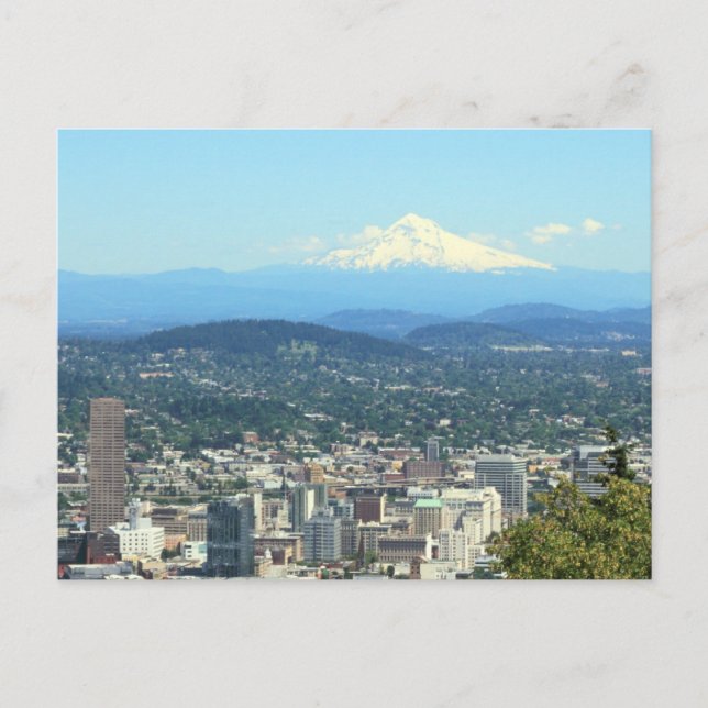 Portland, Oregon City View, Mount Hood background Postcard (Front)