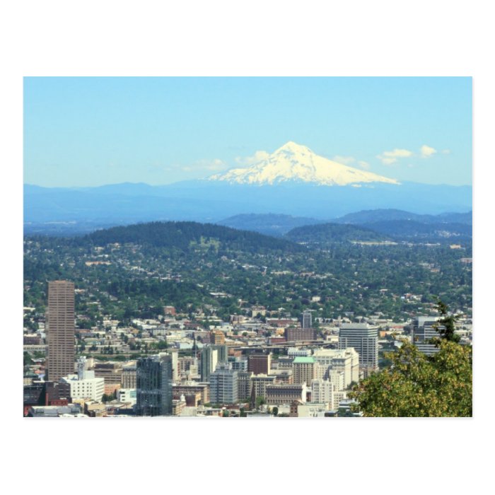 Portland, Oregon City View, Mount Hood background Post Cards