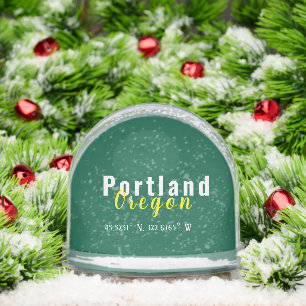 Portland Oregon Coordinates Snow Globe