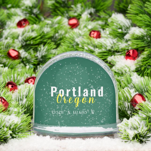 Portland Oregon Coordinates Snow Globe (Christmas)