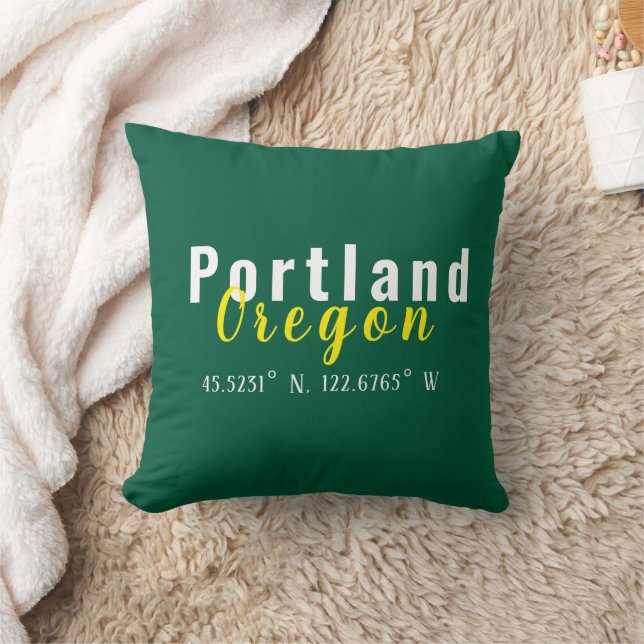 Portland Oregon Coordinates Throw Pillow (Blanket)