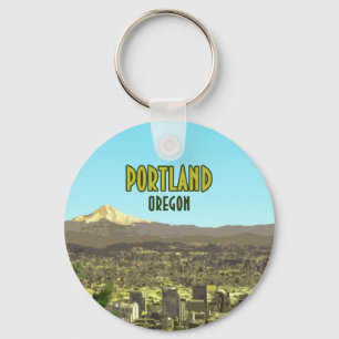 Portland Oregon Downtown Mt. Hood Vintage Keychain