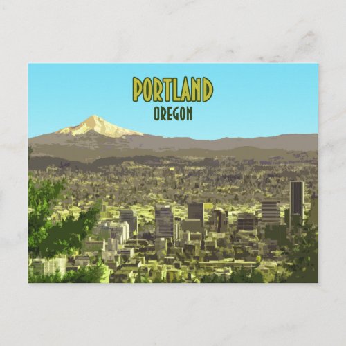 Portland Oregon Downtown Mt Hood Vintage Postcard