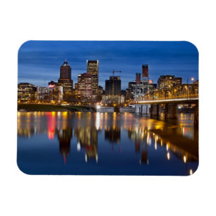 Portland Oregon Downtown Skyline at Blue Hour Magn Magnet