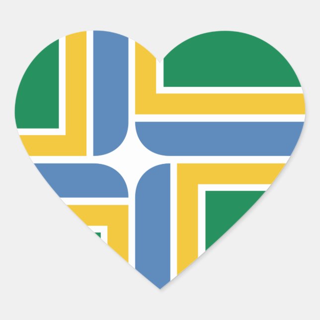 Portland, Oregon Flag Heart Sticker (Front)