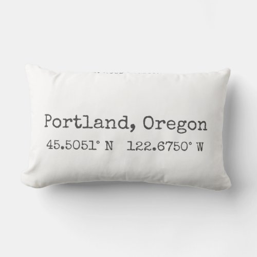 Portland Oregon Map Coordinates Lumbar Pillow