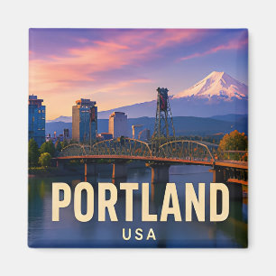 Portland Oregon Mount Hood Landscape Travel Gift Magnet