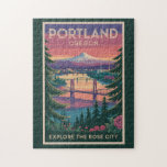 Portland Oregon Mount Hood Travel Art Vintage Jigsaw Puzzle<br><div class="desc">Portland retro vector travel design. With stunning views of Mount Hood,  countless parks,  and unique neighborhoods,  it’s a top destination for eco-conscious travelers and urban explorers alike.</div>