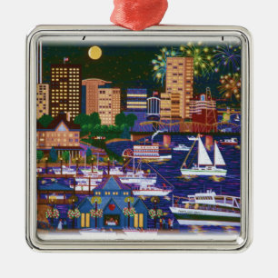 Portland Oregon @ Night Metal Ornament