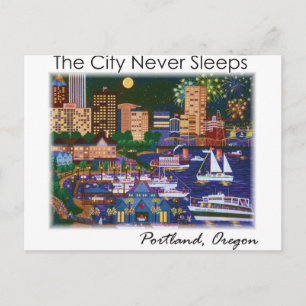 Portland Oregon @ Night Postcard