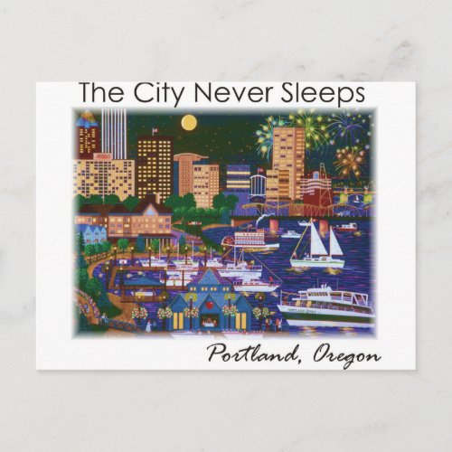 Portland Oregon  Night Postcard