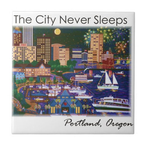 Portland Oregon  Night Tile