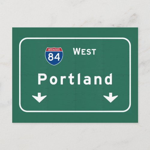 Portland Oregon or Interstate Highway Freeway  Postcard