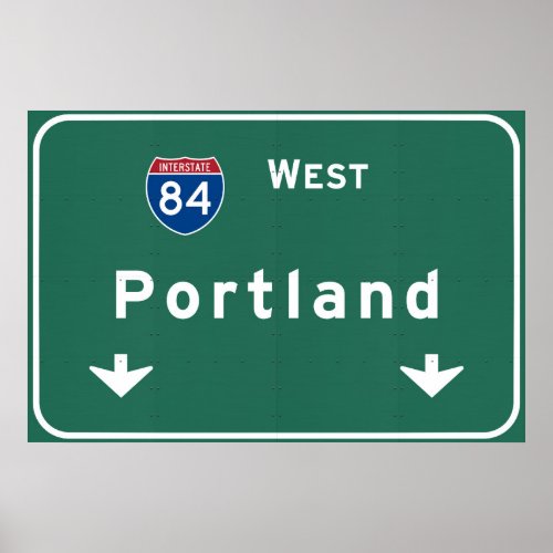Portland Oregon or Interstate Highway Freeway  Poster