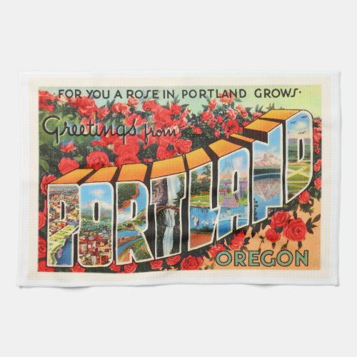 Portland Oregon OR Old Vintage Travel Souvenir Kitchen Towel