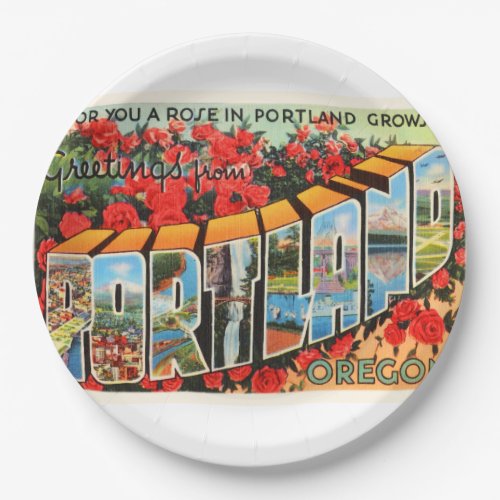 Portland Oregon OR Old Vintage Travel Souvenir Paper Plates