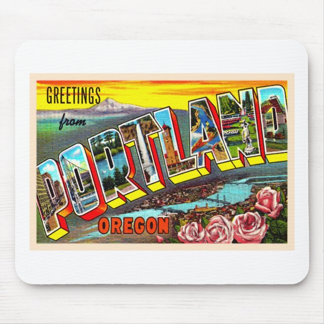 Portland Oregon OR Vintage Large Letter Postcard Mouse Pad (Front)