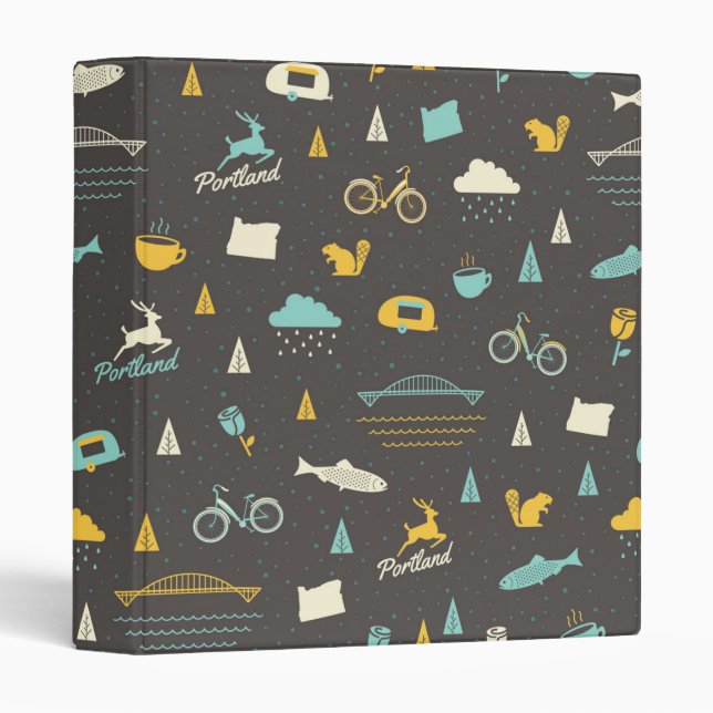 Portland, Oregon Pattern 3 Ring Binder (Front/Spine)