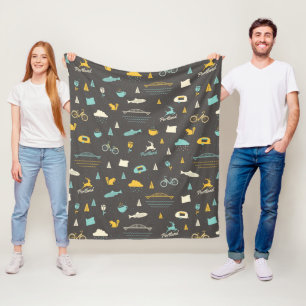 Portland, Oregon Pattern Fleece Blanket