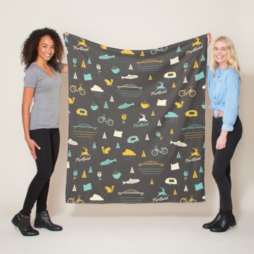 Portland Oregon Pattern Fleece Blanket