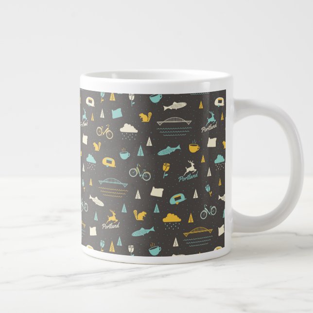 Portland, Oregon Pattern Giant Coffee Mug (Right)