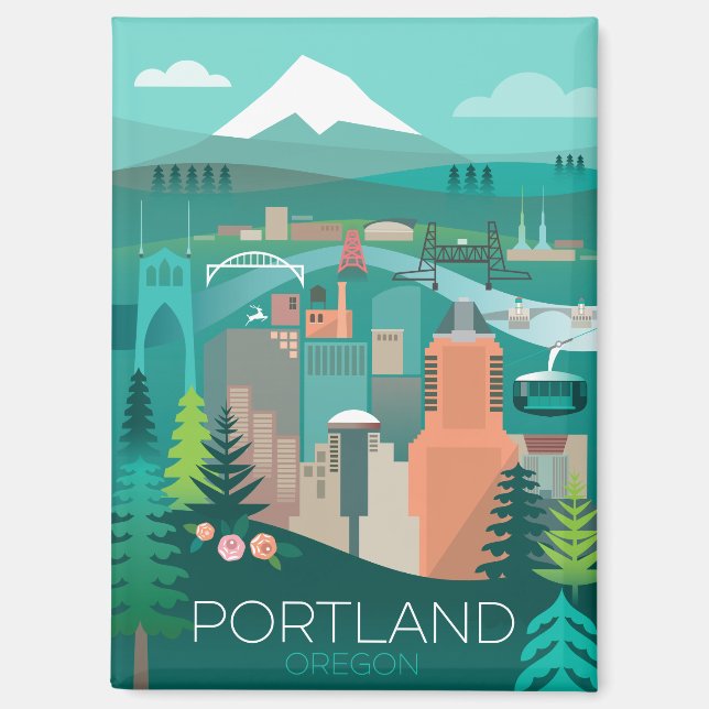 Portland, Oregon Refrigerator Magnet (Front)