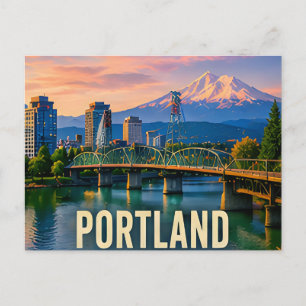 Portland Oregon Riverfront Mountain Travel Gift Postcard